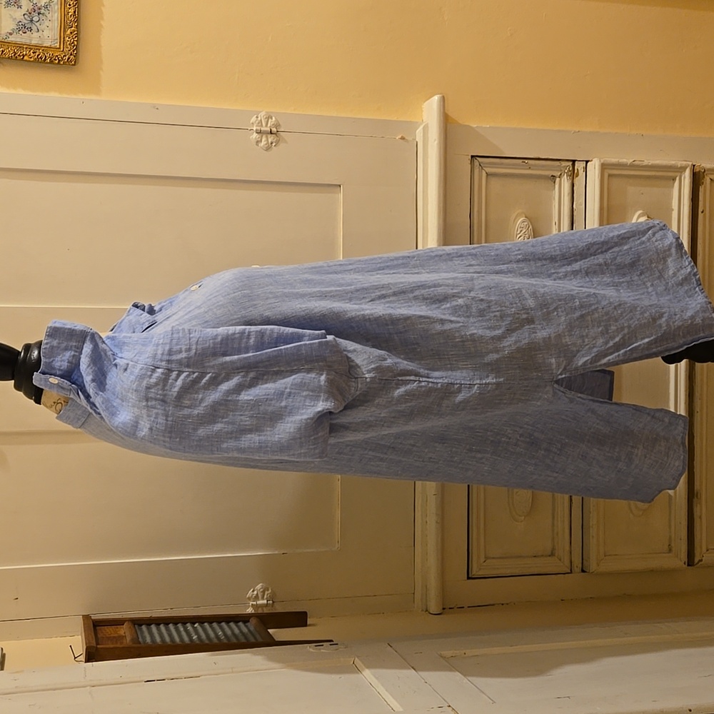J. Jill "love linen" light blue long sleeved shirt dress Sz XL - Picture 2 of 8